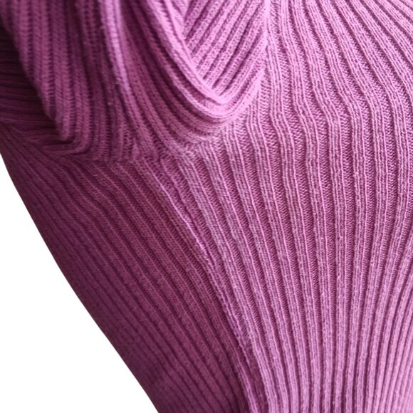 Women's Small Sweater Top Vintage 1970's Purple Hippie Ribbed Knit Sexy Disco - Picture 7 of 9